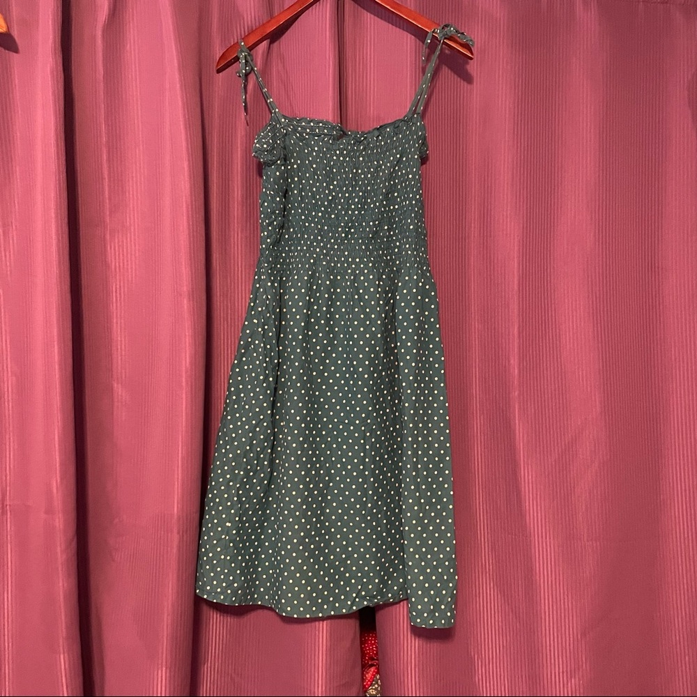 Teal with white polka dots summer dress